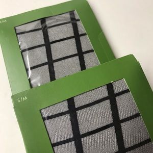 Kate spade pompei black checkered plaid stockings pantyhose tights monochrome